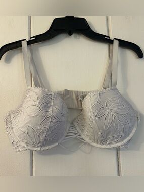 aerie White Eyelet Lace Push-Up Bra with Strappy Detail